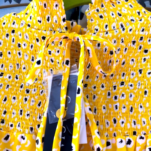 Beautiful Yellow Top ,dress,any occasion,ties details ,ornate back. - Picture 3 of 4